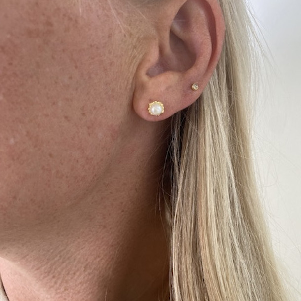 Ørestikker PEARL Forgyldt sølv